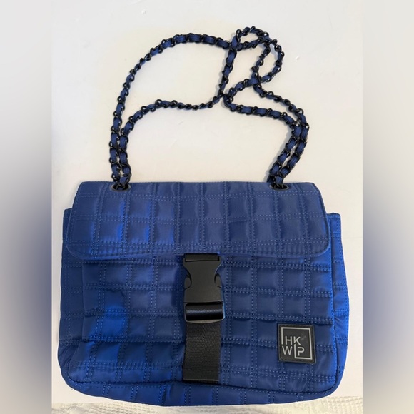 Ihkwip Handbags - IHKWIP The Sensational Quilted Nylon Chain Shoulder Bag Navy‎ Blue RFID